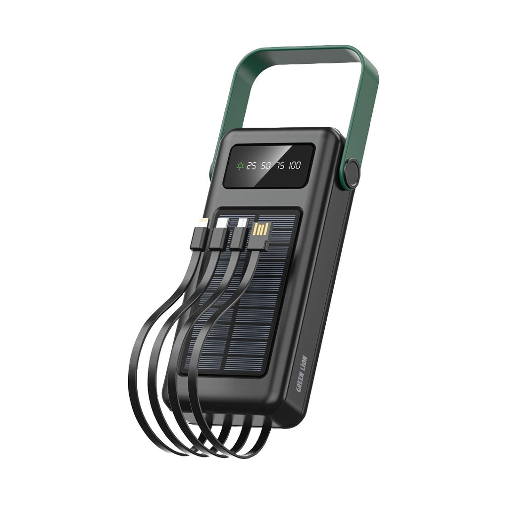 Green Lion Solar Max 30000mAh Powerbank - Black - باور بانك جرين ليون سولار ماكس 30000 مللي امبير بشاشة رقمية- اسود
