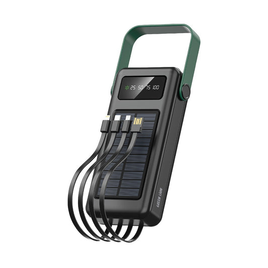Green Lion Solar Max 30000mAh Powerbank - Black - باور بانك جرين ليون سولار ماكس 30000 مللي امبير بشاشة رقمية- اسود