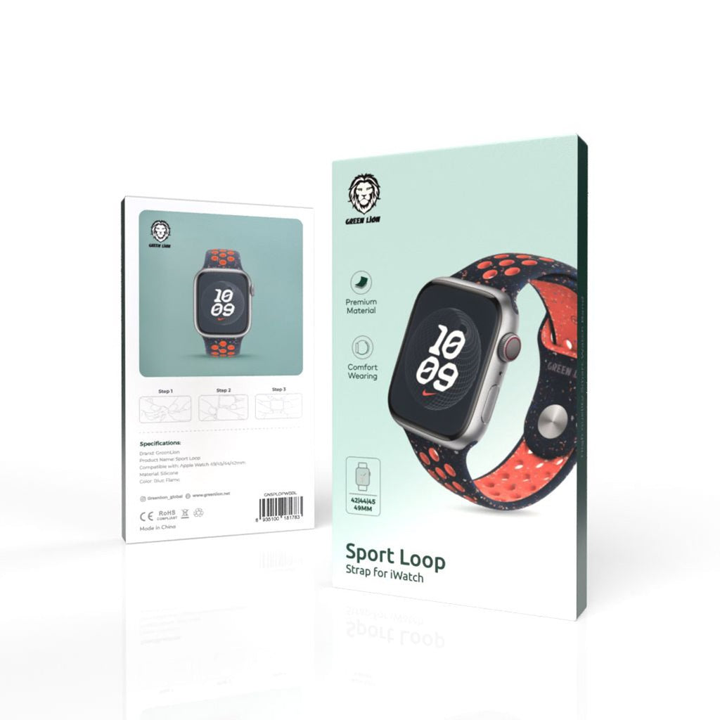 سوار سيليكون رياضي لساعة ابل 42/44/45/49 ملم من جرين لايون | Green Lion Sport Loop Silicone Strap 42/44/45/49 MM.