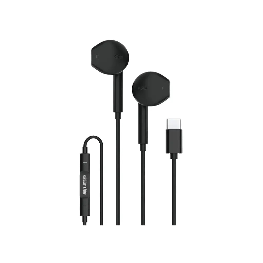 سماعات ستيريو من جرين لايون بمنفذ يو اس بي سي  | Green Lion Stereo Earphone With Type-C Connector.