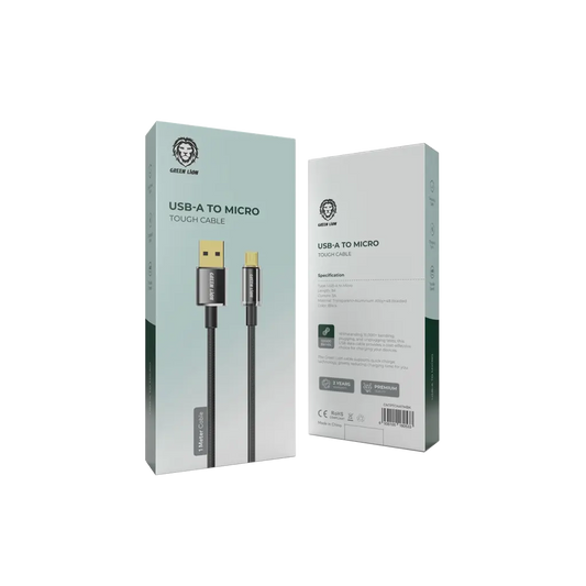 Green Lion USB-A to Micro USB Touch Cable 1M 3A - كابل جرين ليون يو اس بي أ الى مايكرو طول 1 متر