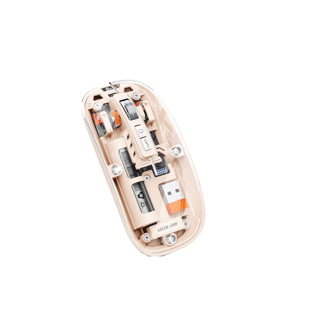 ماوس جرين لايون الشفاف اللاسلكي 2 بدقة 1600DPI - وردي | Green Lion Transparent Mouse 2 1600DPI - Pink