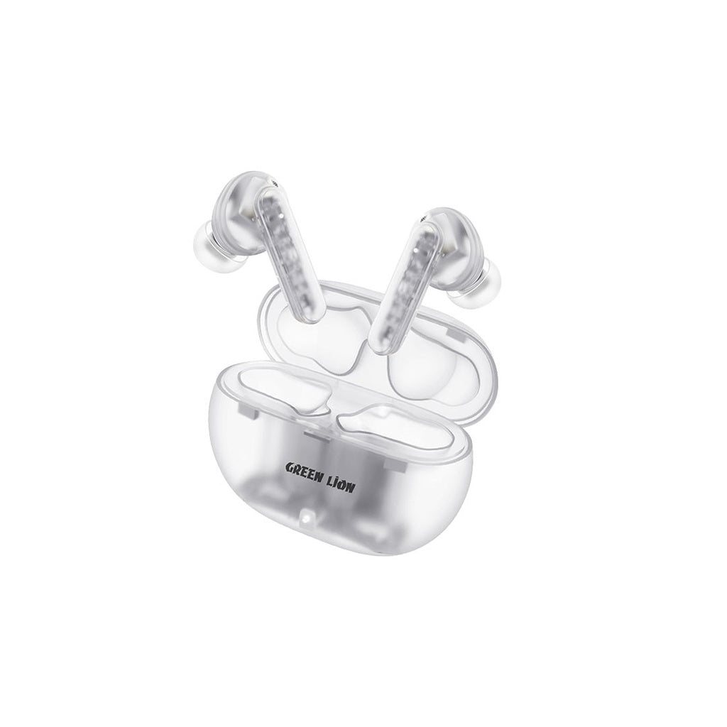 Green Lion Transparent Pro 2 Wireless Earbuds - White - جرين ليون سماعات ترانسبيرنت برو 2 اللاسلكية - ابيض