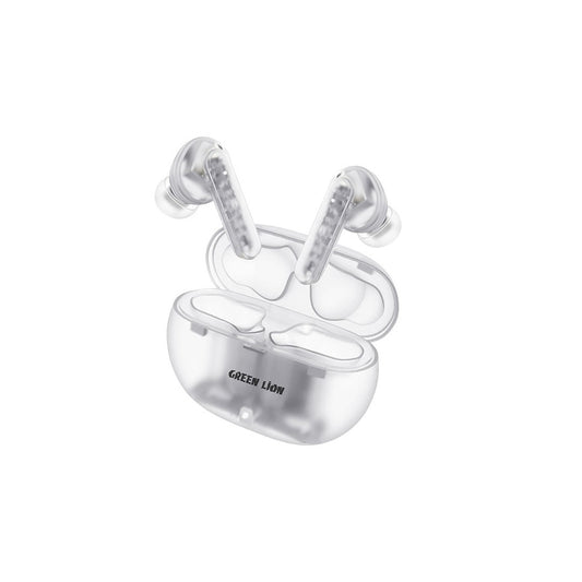Green Lion Transparent Pro 2 Wireless Earbuds - White - جرين ليون سماعات ترانسبيرنت برو 2 اللاسلكية - ابيض