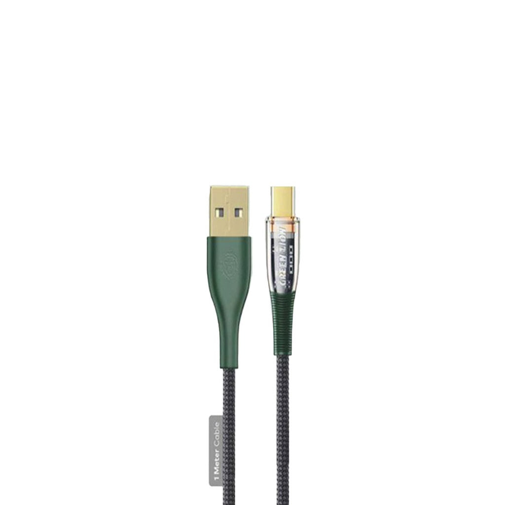 Green Lion Braided USB-A to Type-C Transparent Cable 1M - كابل جرين ليون يو اس بي أ الى تايب سي ترانسبيرنت طول 1 متر