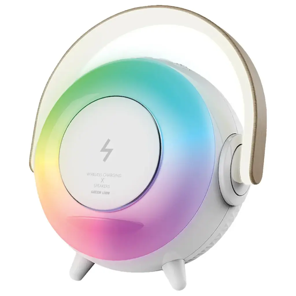 سبيكر بلوتوث جرين لايون اورانوس مع لمبة طاولة - ابيض | Green Lion Uranus Bluetooth Speaker with Table Lamp - White