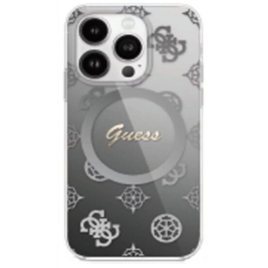GUESS MagSafe IML Gradient Hard Case with Peony Pattern for iPhone 16 Pro Max | كفر GUESS صلب بتدرج لوني, متوافق مع ماج سيف لهاتف ايفون 16 برو ماكس