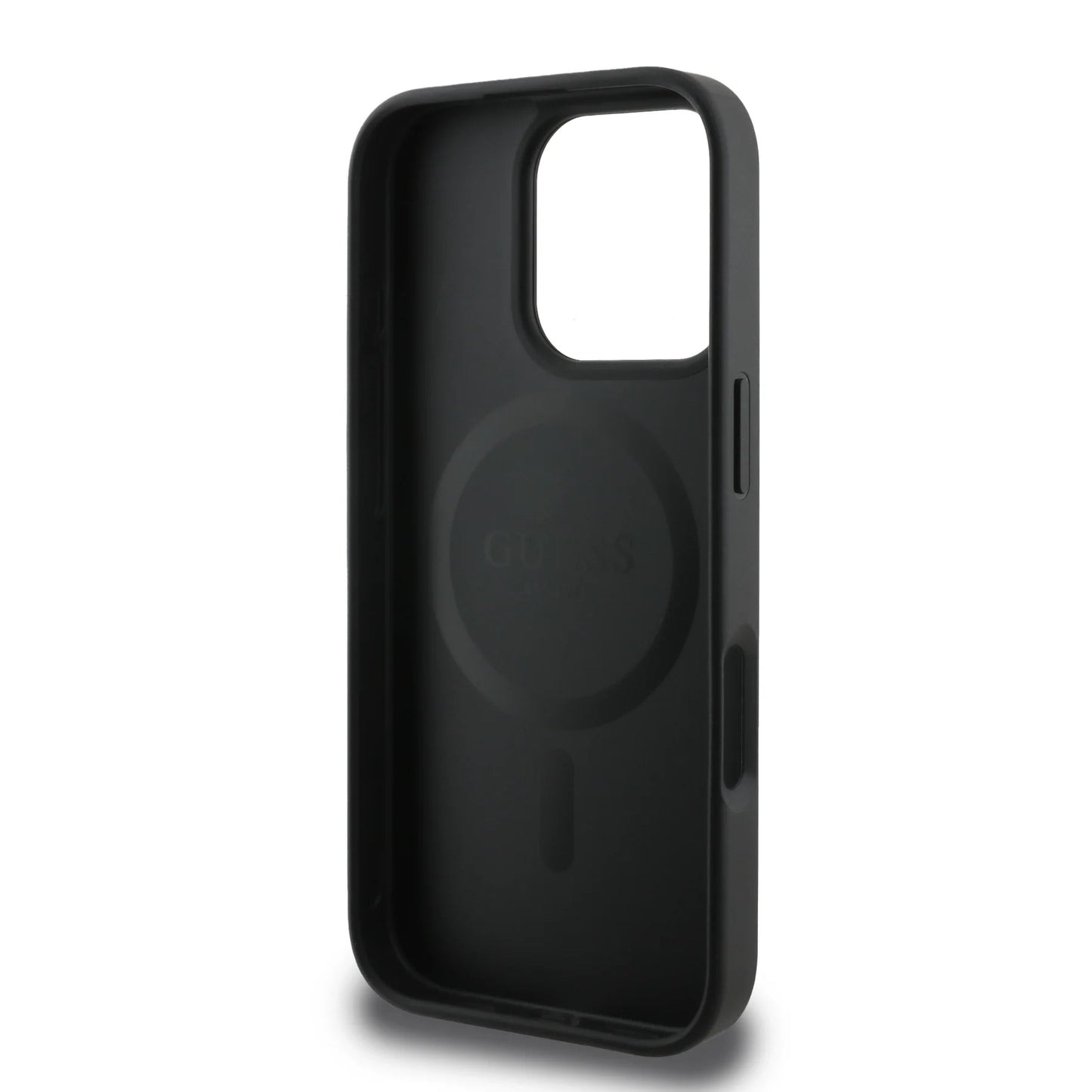 Guess MagSafe Saffiano PU Hard Case with Peony Classic Logo for iPhone 16 Pro | كفر GUESS صلب من جلد سافيانو مع شعار بيوني كلاسيكي, متوافق مع ماج سيف لهاتف ايفون 16 برو