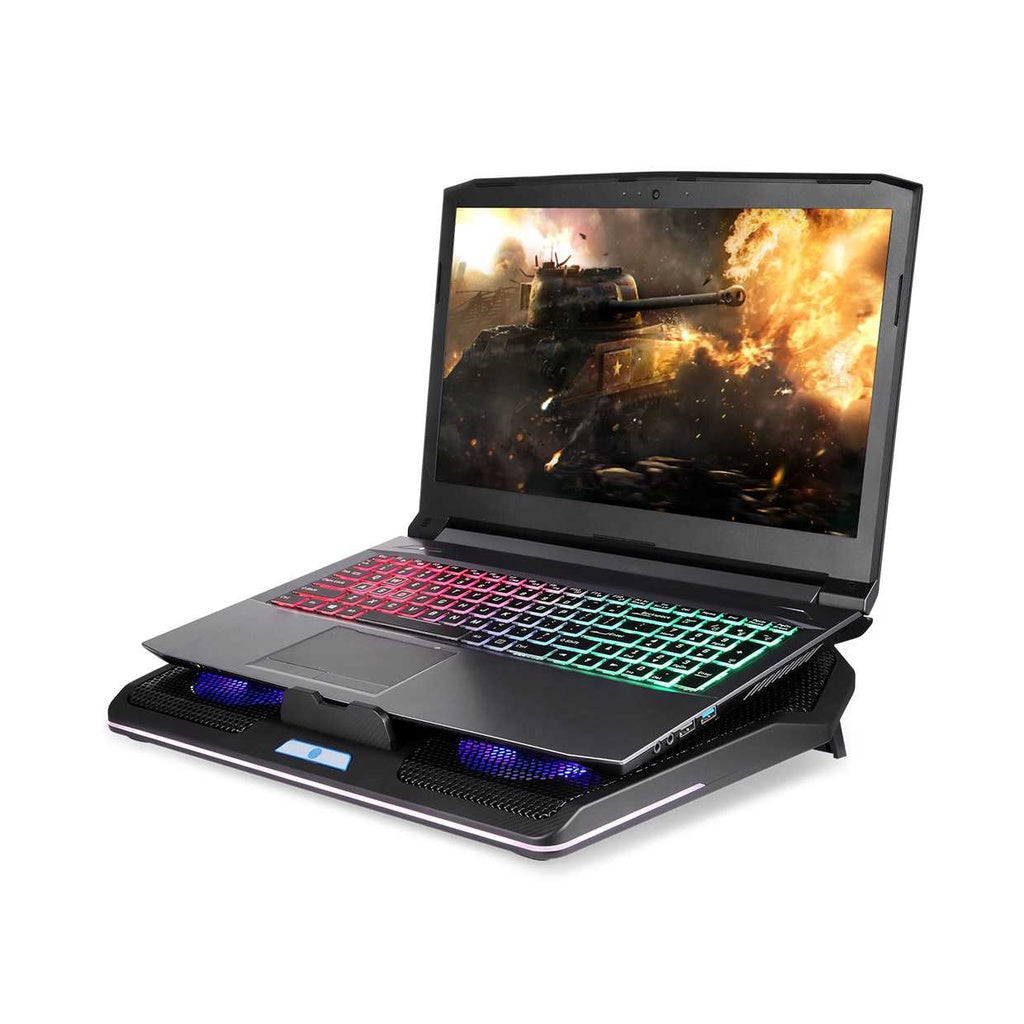قاعدة تبريد لابتوب مع 5 مراوح و اضائة RGB من بورودو جيمنج - اسود | Porodo Gaming Multi-Fan Cooling Pad - Black.