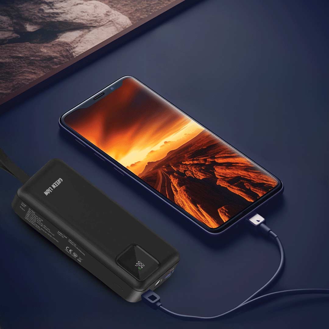 باور بانك جرين لايون تانك بسعة 30,000 مللي امبير وبقدرة شحن سريع 22.5 واط | Green Lion Power Tank Power Bank 30000mAh PD 22.5W with Fast Charging Cable