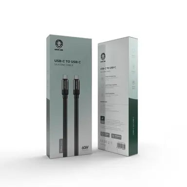 كيبل جرين لايون سيليكون يو اس بي سي الى يو اس بي سي بقدرة شحن 60 واط - اسود | Green Lion Liquid Silicone Cable USB-C to USB-C 60W - Black