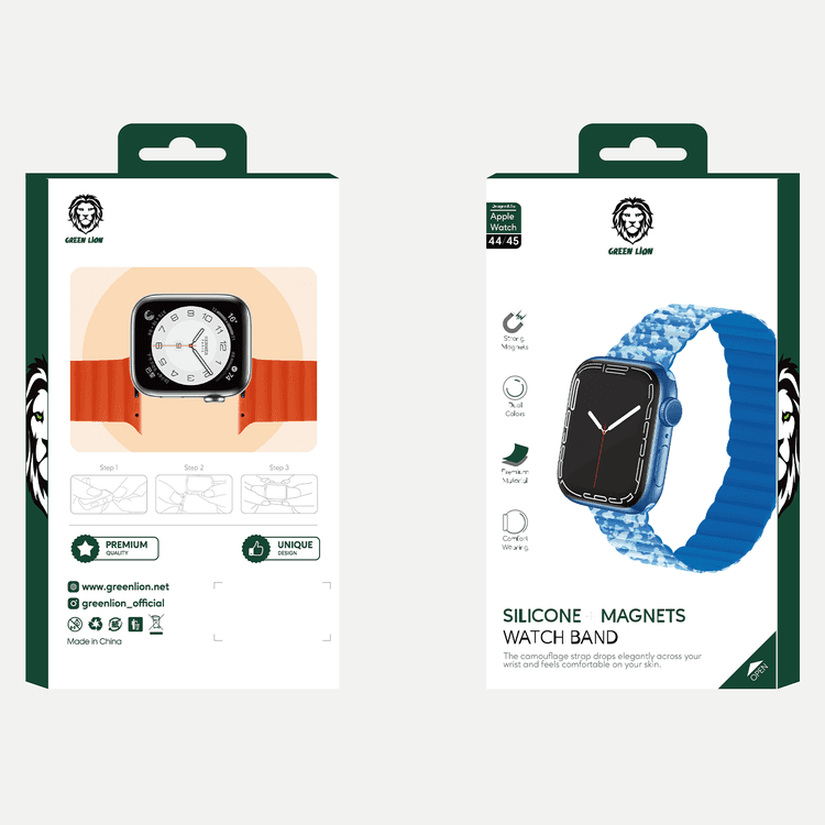 سوار ساعة جرين لايون مغناطيسي من السيليكون متوافق مع ساعات ابل 42/44/45/49 ملم | Green Lion Silicone Magnetic Watch Band for Apple Watch 42/44/45/49MM