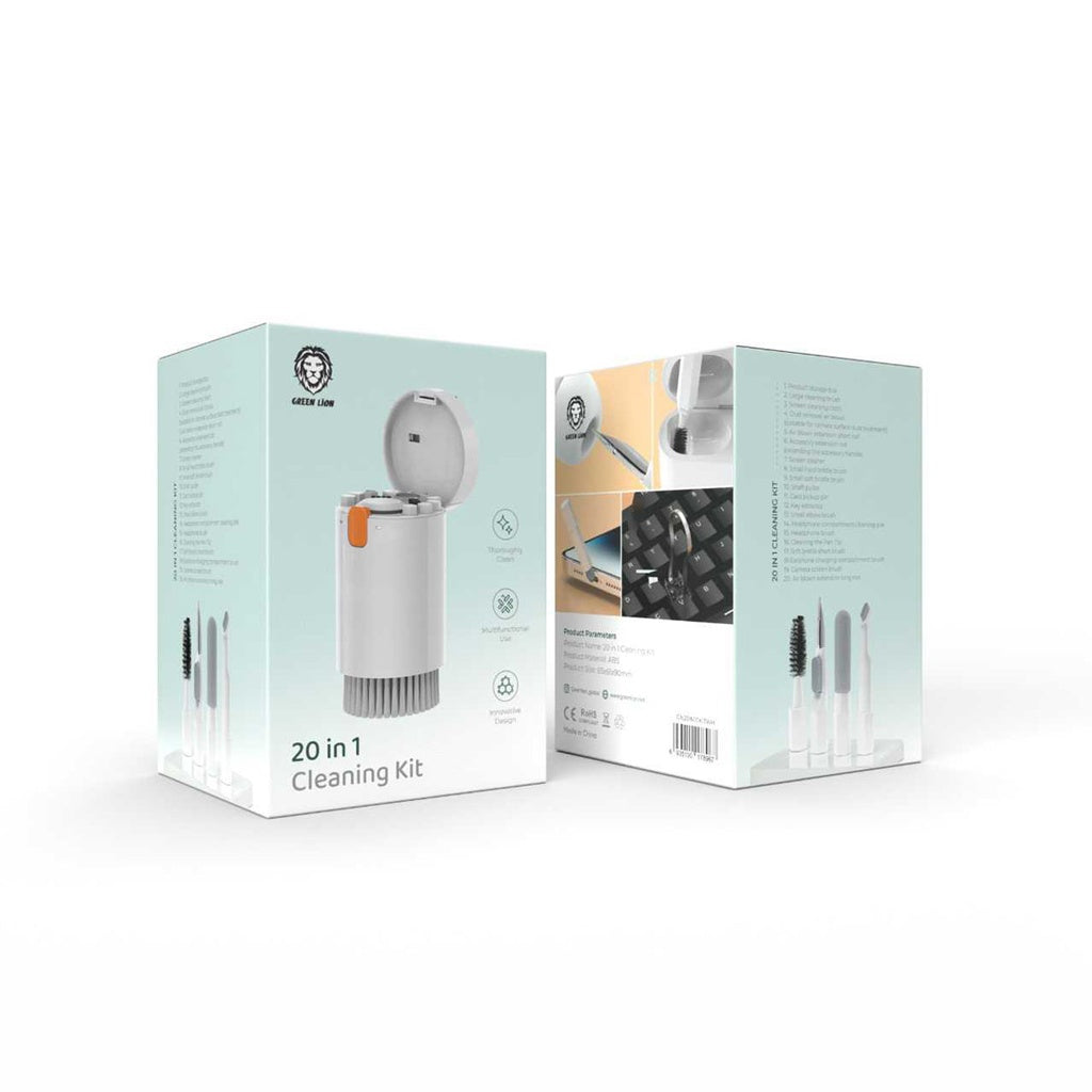 مجموعة تنظيف جرين لايون متعددة الوظائف 20 في 1 - ابيض | Green Lion 20 in 1 Multifunctional Cleaning Kit - White