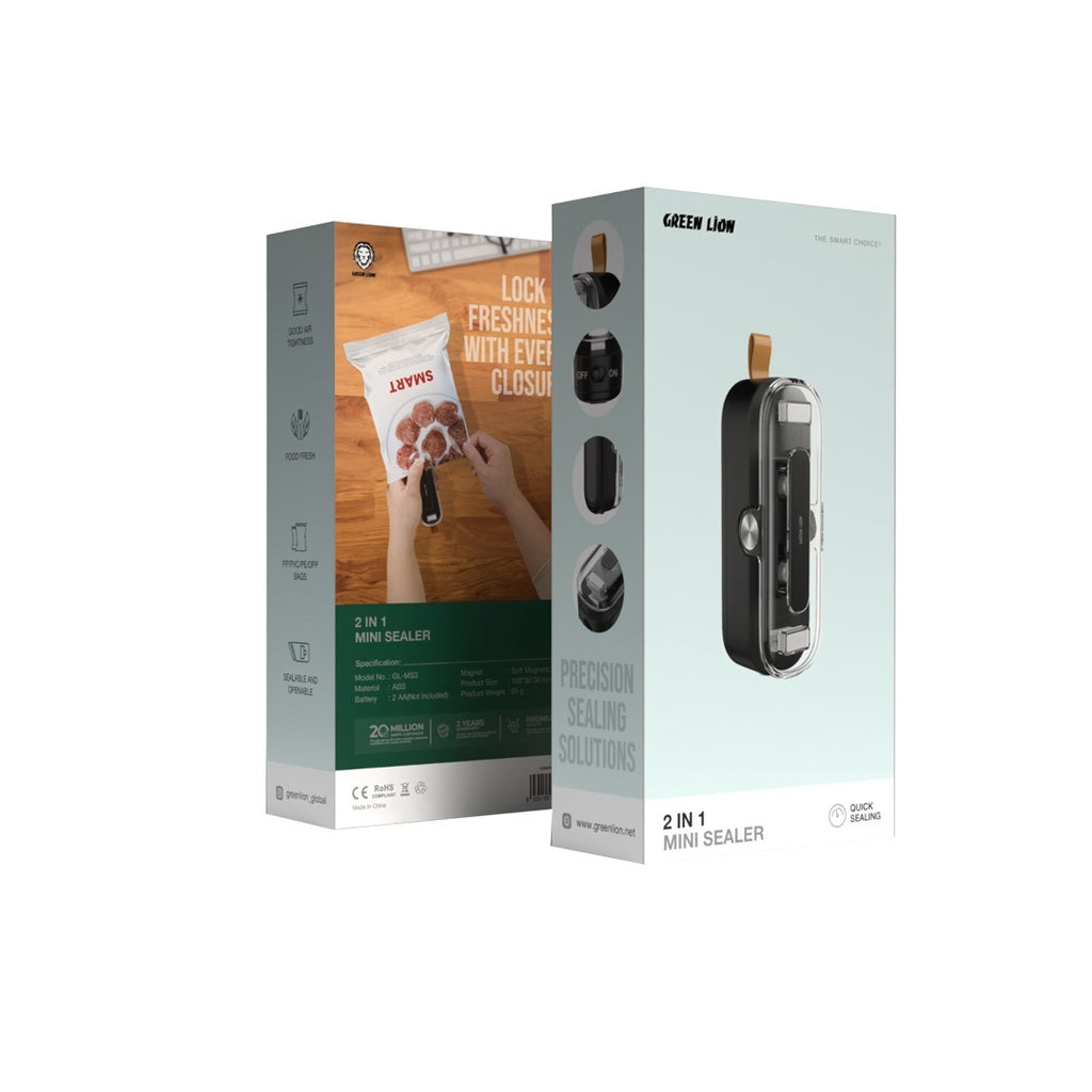 جهاز غلق اكياس الطعام 2 في 1 من جرين لايون | Green Lion 2 IN 1 Mini Sealer - Black.