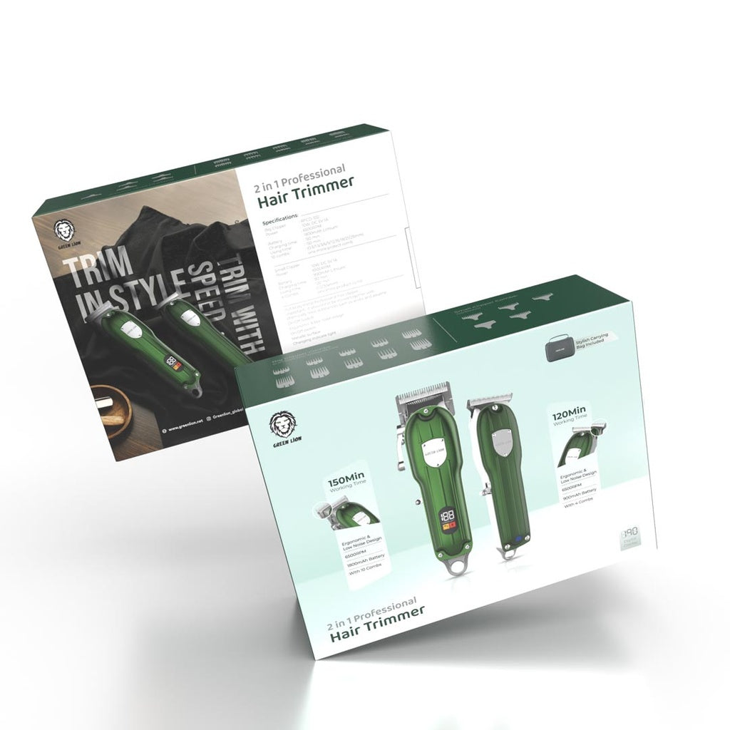 Green Lion 2 in 1 Professional Hair Trimmer - ماكينة حلاقة جرين ليون 2 في 1 احترافية
