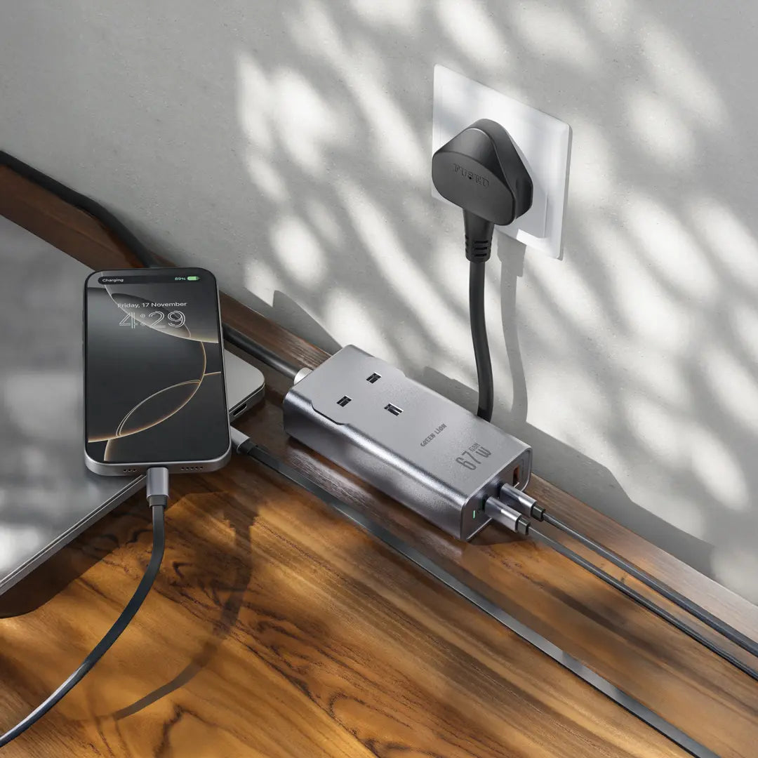 مقبس كهرباء جرين لايون GaN بقدرة شحن 67 واط - رمادي | Green Lion 67W GaNPremium AC Socket - Gray