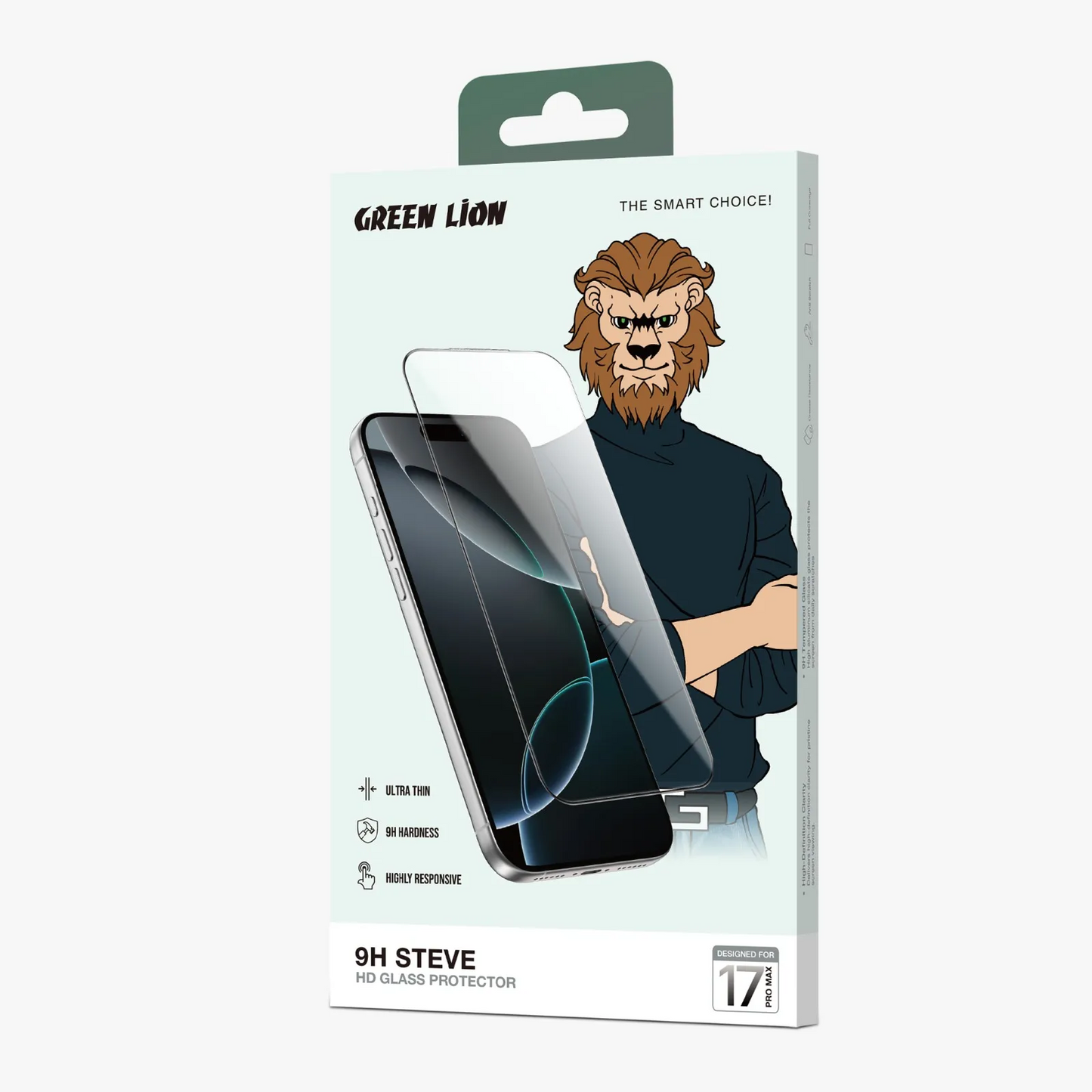 واقي شاشة جرين لايون ستيف HD بصلابة 9H لهاتف ايفون 17 / 17 برو / 17 برو ماكس - شفاف | Green Lion 9H Steve HD Screen Protector For iPhone 17 / 17 Pro / 17 Pro Max - Clear