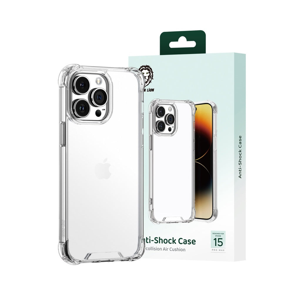 كفر جرين لايون ضد الصدمات لهاتف ايفون 15 برو / برو ماكس - شفاف | Green Lion Anti-Shock Case for iPhone 15 Pro / Pro Max - Clear