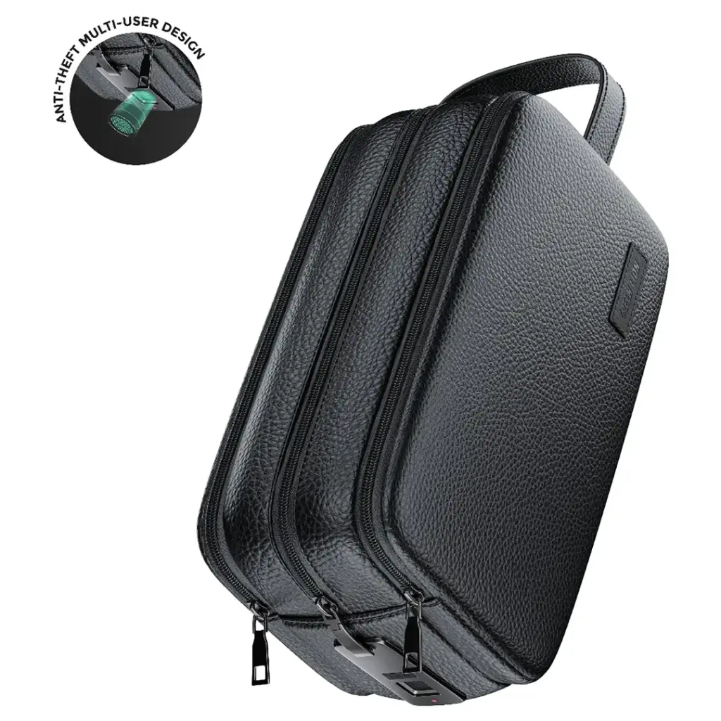 جرين لايون حقيبة لايون بلس الذكية ببصمة الاصبع - اسود | Green Lion Lyon Plus Smart Fingerprint Pouch - Black