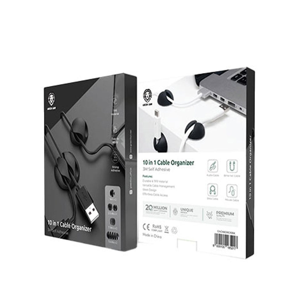 منظم الكيبلات 10 في 1 من جرين لايون - اسود | Green Lion - 10 in 1 Cable Organizer - Black.