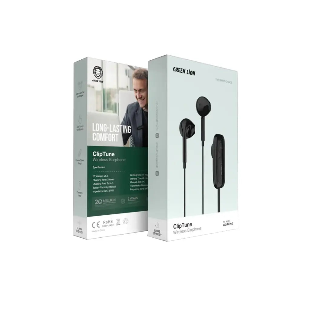 سماعات جرين لايون كليب توون اللاسلكية بوقت تشغيل حتى 11 ساعة | Green Lion Clip Tune Wireless Earphone, Up To 11H Playtime