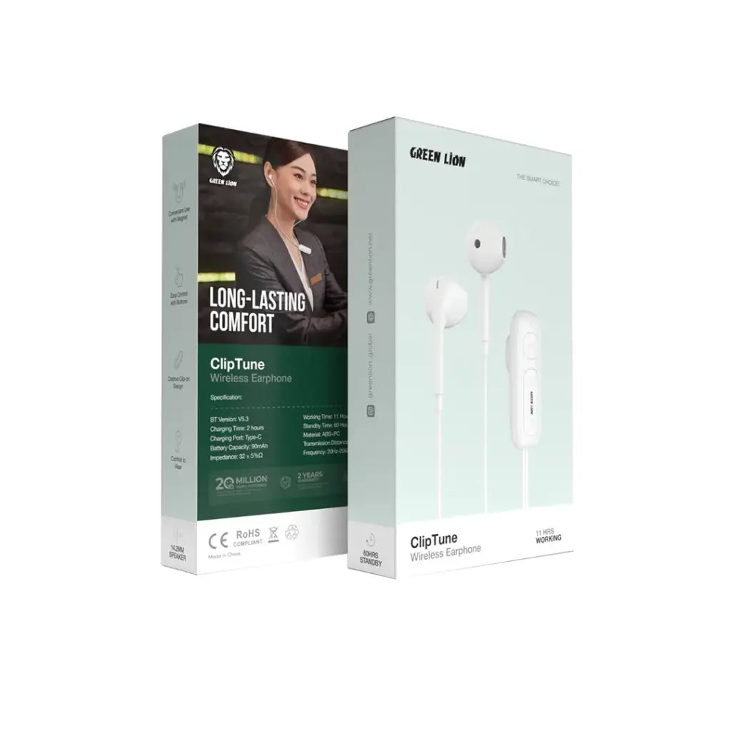 سماعات جرين لايون كليب توون اللاسلكية بوقت تشغيل حتى 11 ساعة | Green Lion Clip Tune Wireless Earphone, Up To 11H Playtime