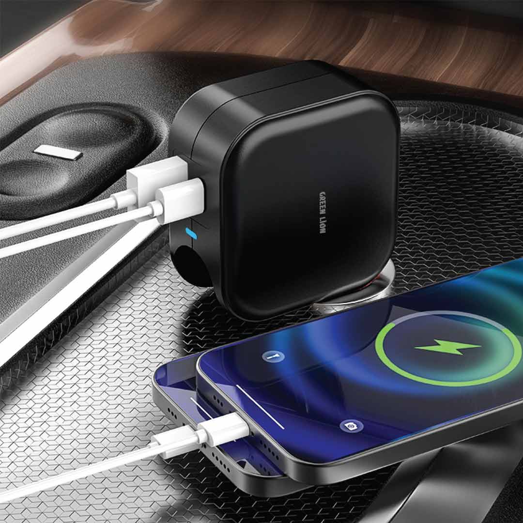 شاحن جرين لايون المزدوج للسيارة والمنزل بقدرة شحن 20 واط - اسود | Green Lion Duo Power Car & Wall Charger - Black