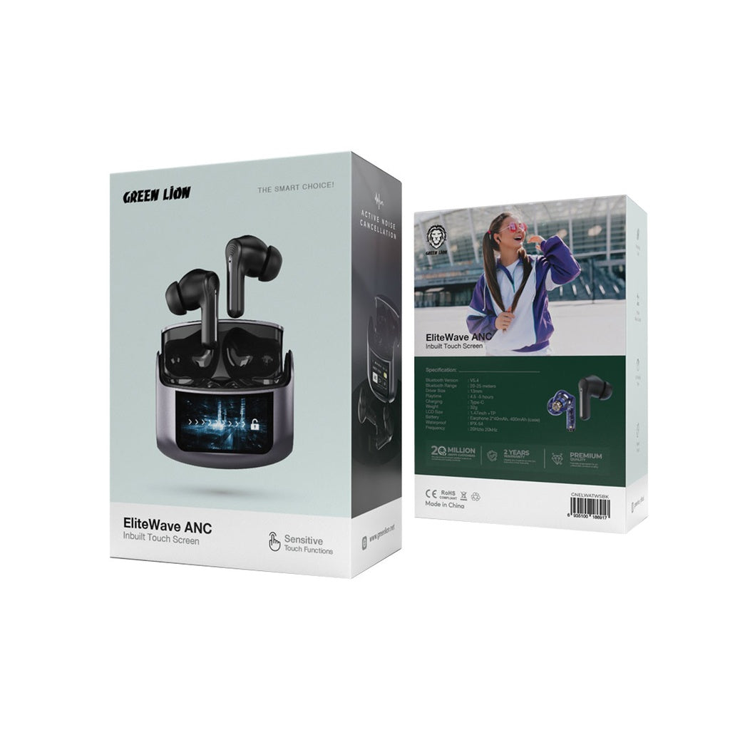 سماعات جرين لايون ايليت ويف بخاصية الغاء الضوضاء النشط وشاشة لمس مدمجة  | Green Lion EliteWave ANC Inbuilt Touch Screen