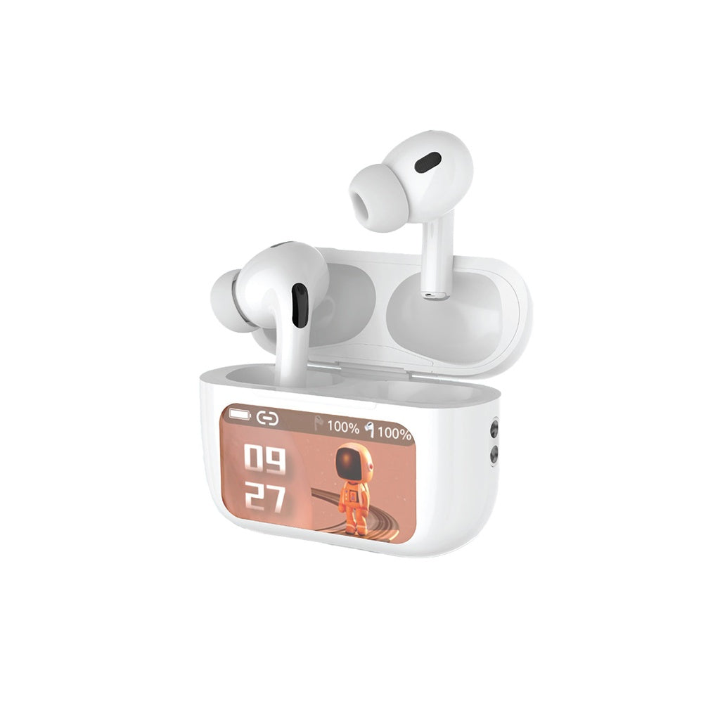 Green Lion Touch Tone Lite Active Noise Cancellation - White - سماعة جرين ليون توتش تون لايت مع إلغاء الضوضاء وعرض رقمي
