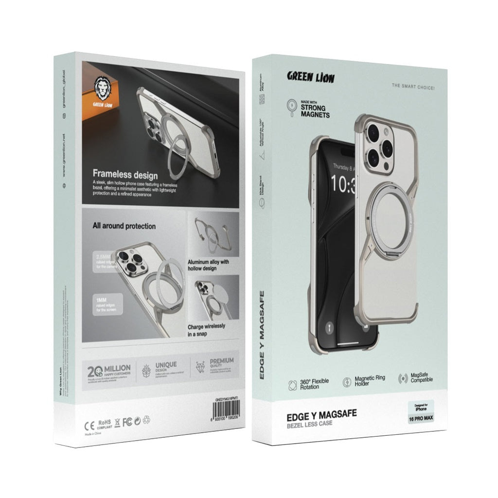 كفر جرين لايون إيدج ماج سيف لهاتف ايفون 16 برو / برو ماكس | Green Lion Edge Y MagSafe Bezel Less Case for iPhone 16 Pro Max/Pro