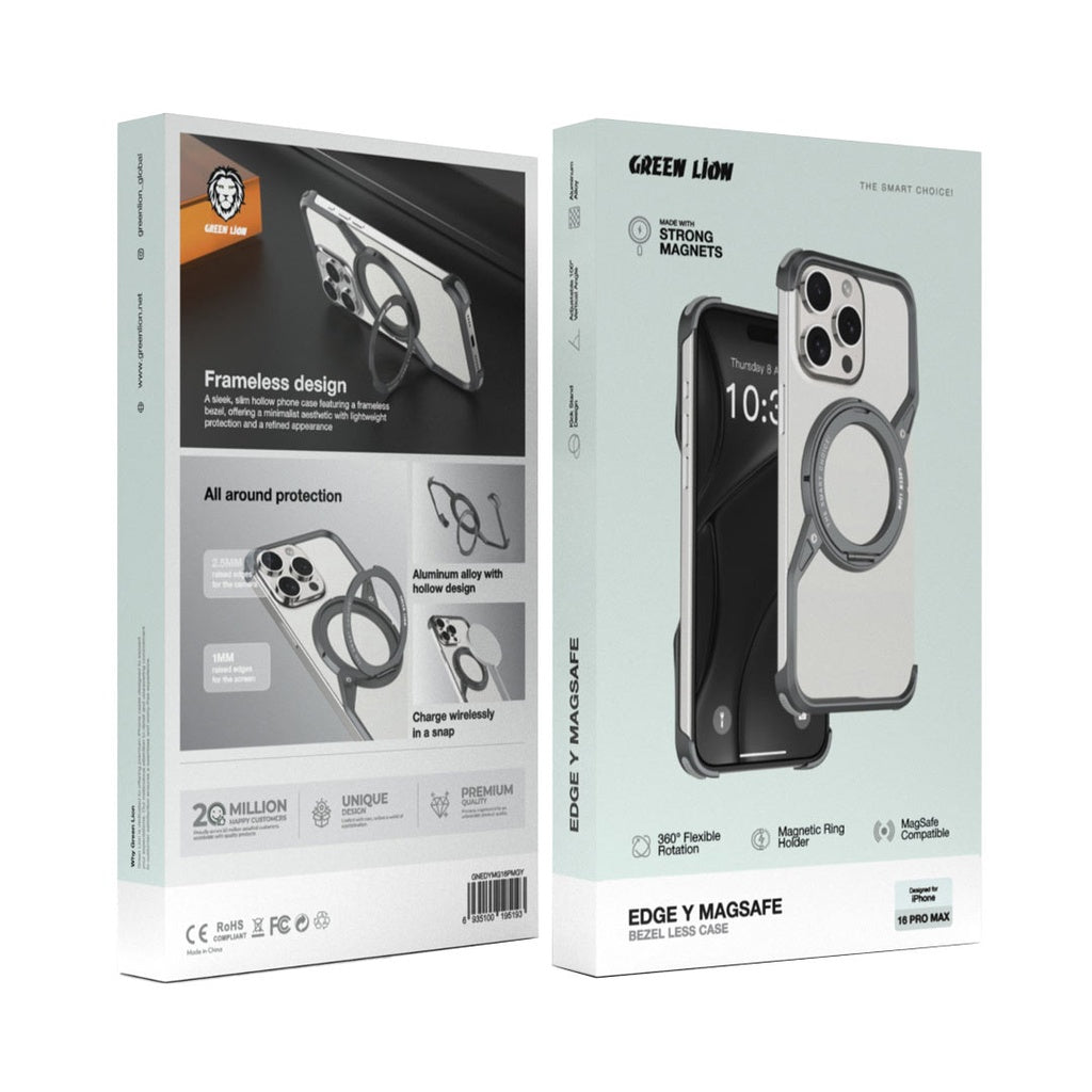 كفر جرين لايون إيدج ماج سيف لهاتف ايفون 16 برو / برو ماكس | Green Lion Edge Y MagSafe Bezel Less Case for iPhone 16 Pro Max/Pro