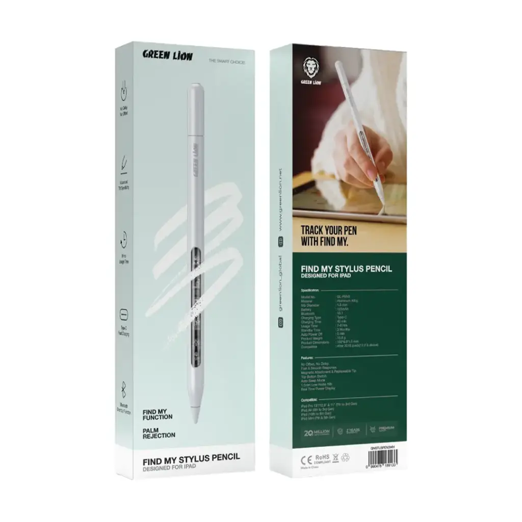 قلم جرين لايون فايند ماي ستايلس الذكي - ابيض | Green Lion Find My Stylus Pencil - White