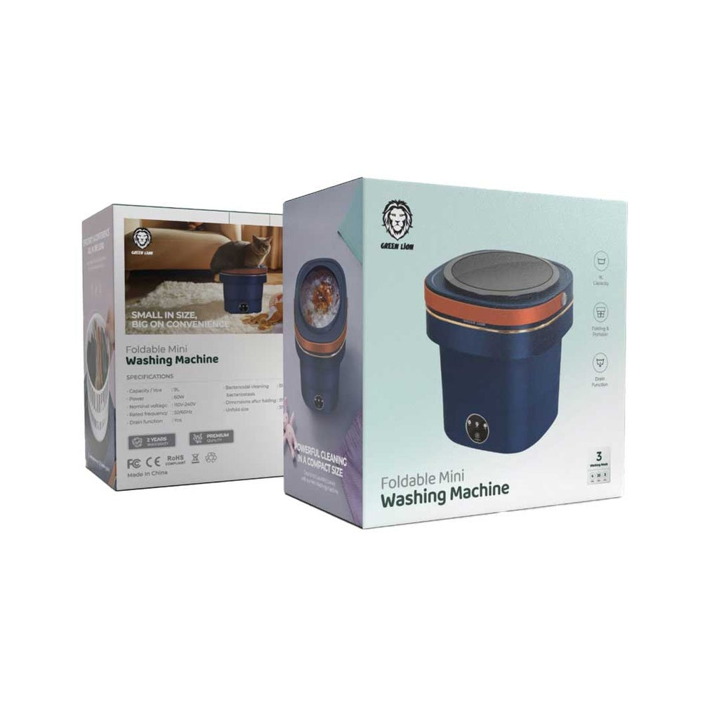 غسالة صغيرة قابلة للطي من جرين ليون بسعة 9 لتر وقدرة 60 واط | Green Lion Foldable Mini Washing Machine 9L 60W