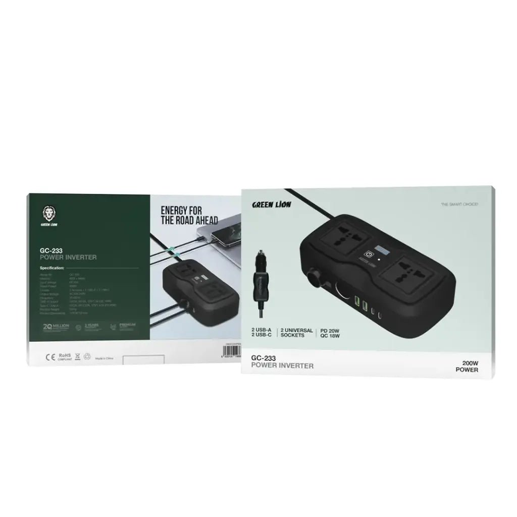 محول الطاقة جرين لايون GC-233 - اسود | Green Lion GC-233 Power Inverter - Black
