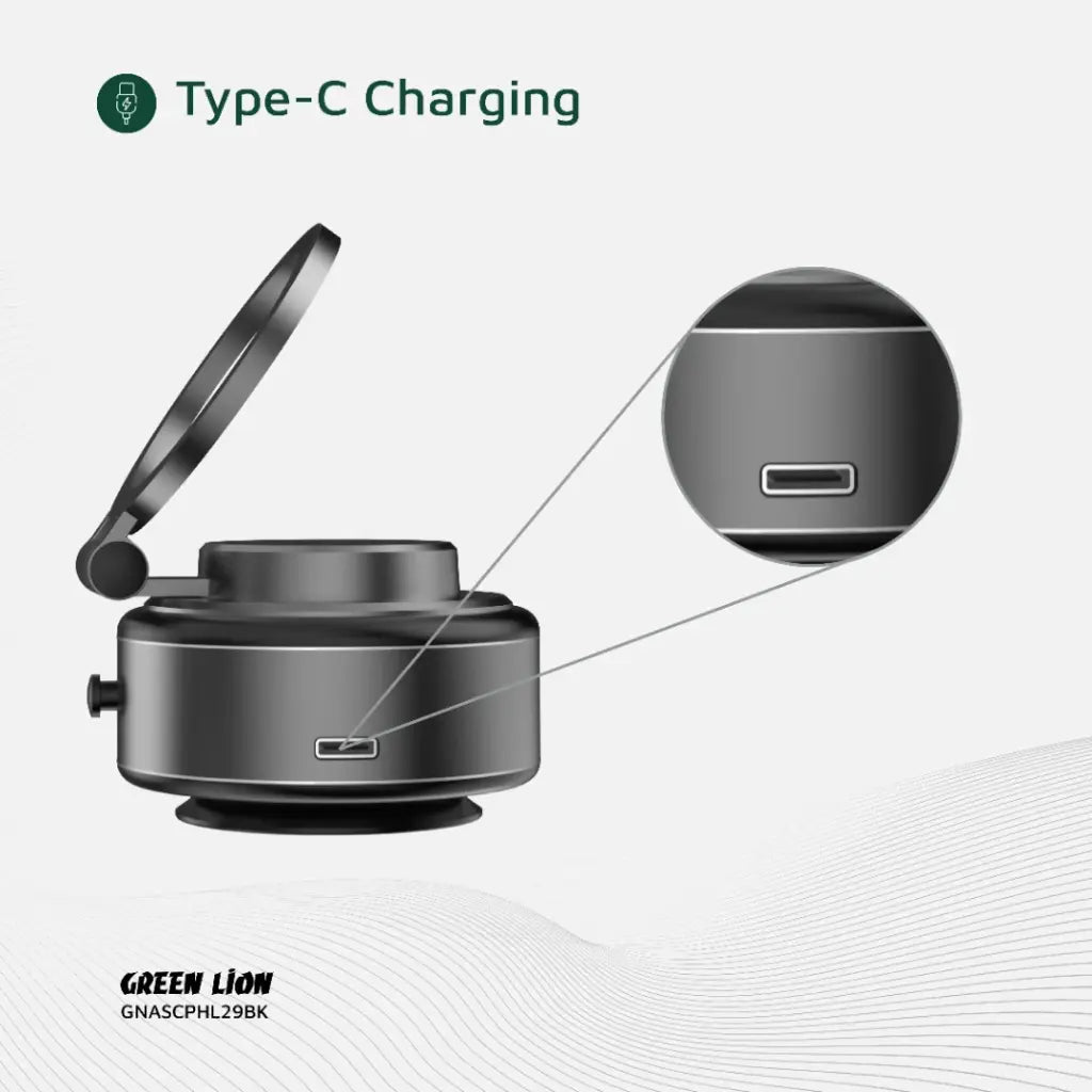 حامل هاتف سيارة جرين لايون GX-29 مغناطيسي بقاعدة شفط – أسود | Green Lion GX-29 Auto Suction Phone Holder - Matte Black