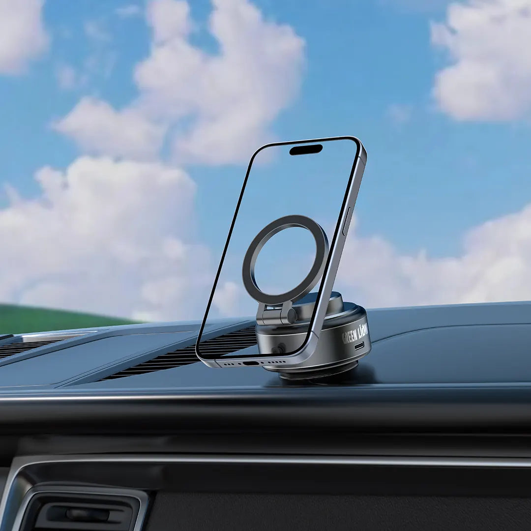 حامل هاتف سيارة جرين لايون GX-29 مغناطيسي بقاعدة شفط – أسود | Green Lion GX-29 Auto Suction Phone Holder - Matte Black