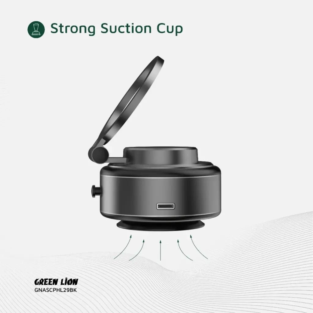 حامل هاتف سيارة جرين لايون GX-29 مغناطيسي بقاعدة شفط – أسود | Green Lion GX-29 Auto Suction Phone Holder - Matte Black