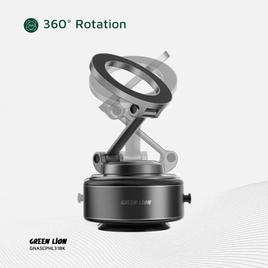 حامل هاتف سيارة جرين لايون مغناطيسي مع قاعدة شفط - اسود  | Green Lion GX-31 Auto Suction Phone Holder - Matte Black