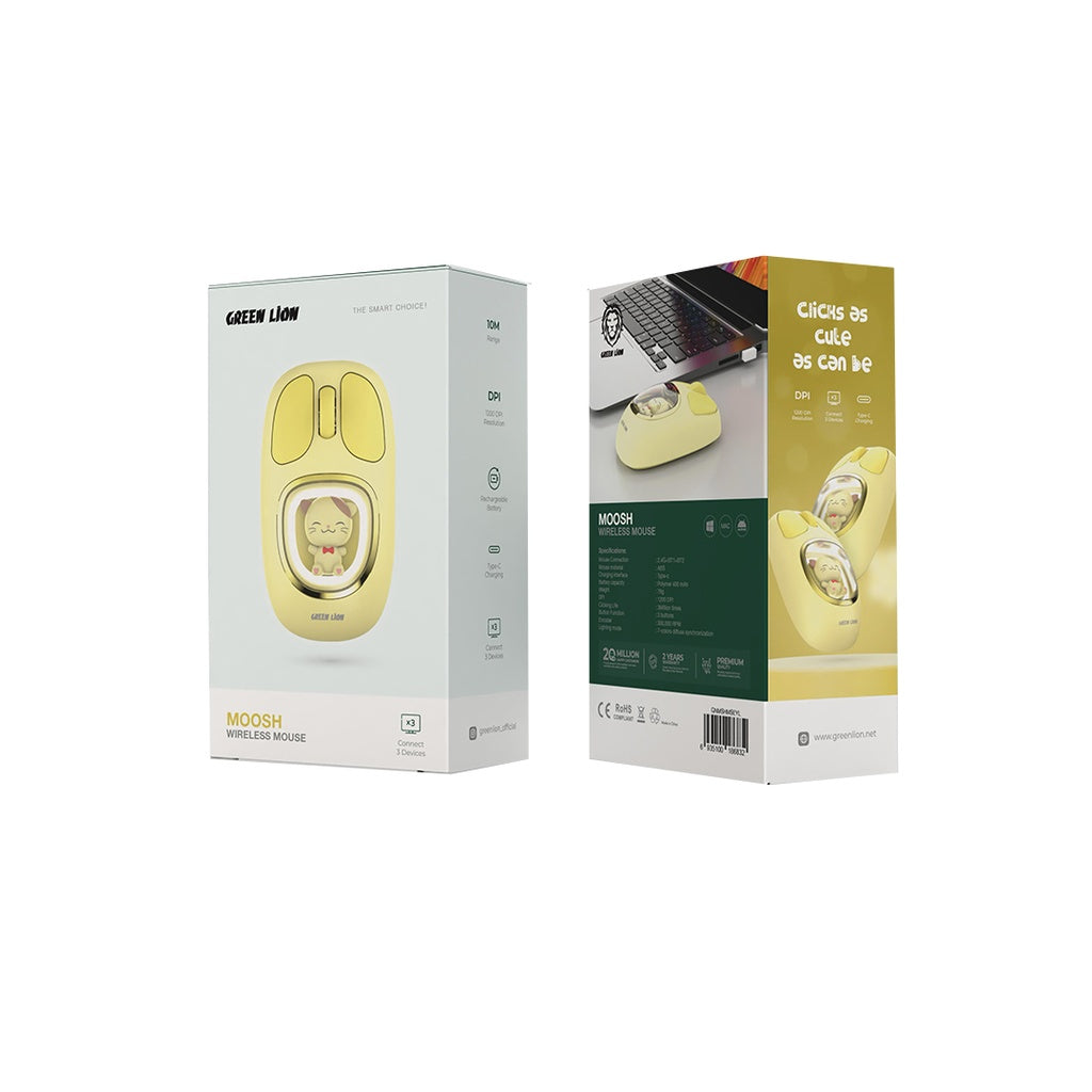 ماوس جرين لايون مووش اللاسلكي - اصفر | Green Lion Moosh Wireless Mouse - Yellow