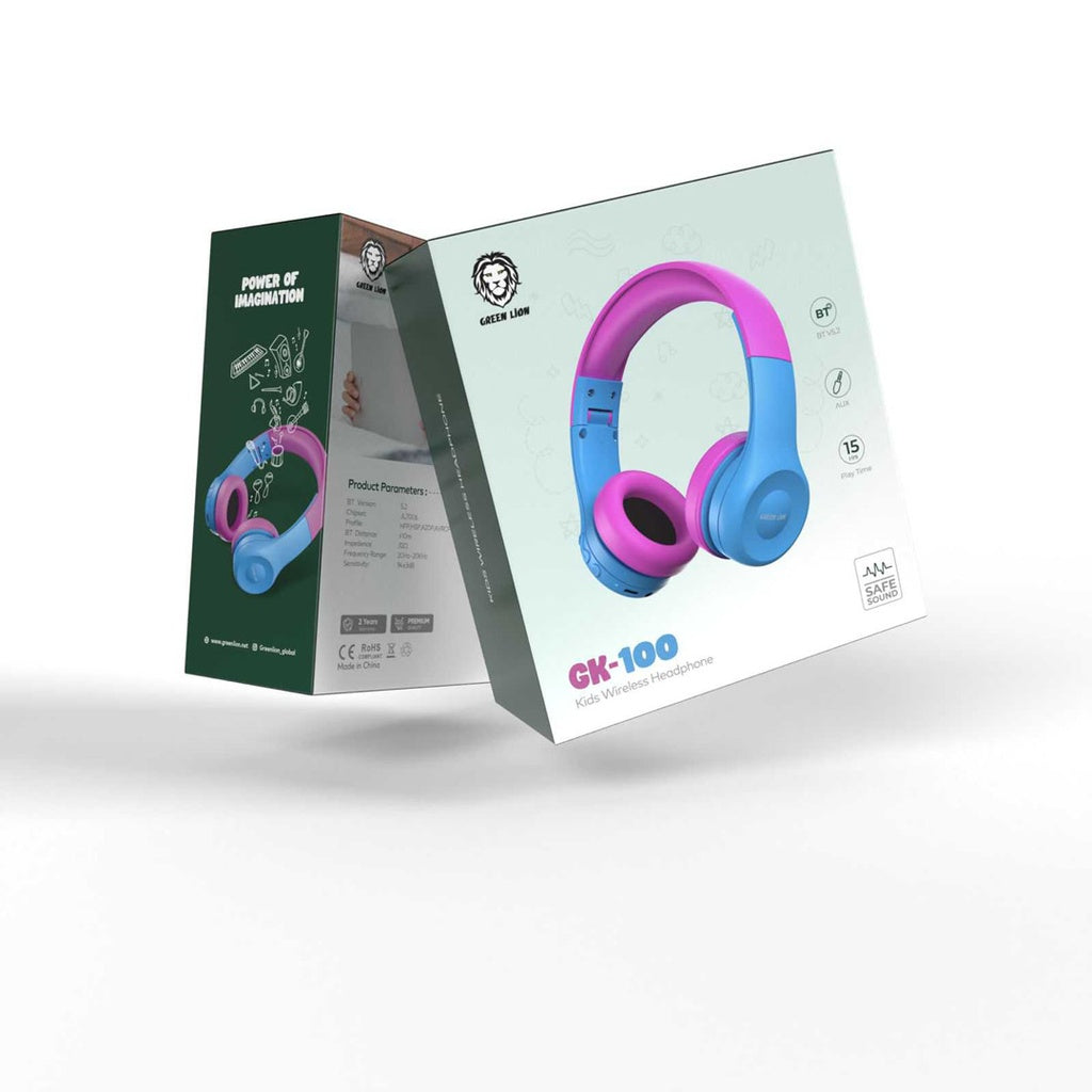 سماعة رأس للأطفال جرين لايون GK-100 لاسلكية بميزة الصوت الآمن | Green Lion GK-100 Kids Wireless Headphones with Safe Sound