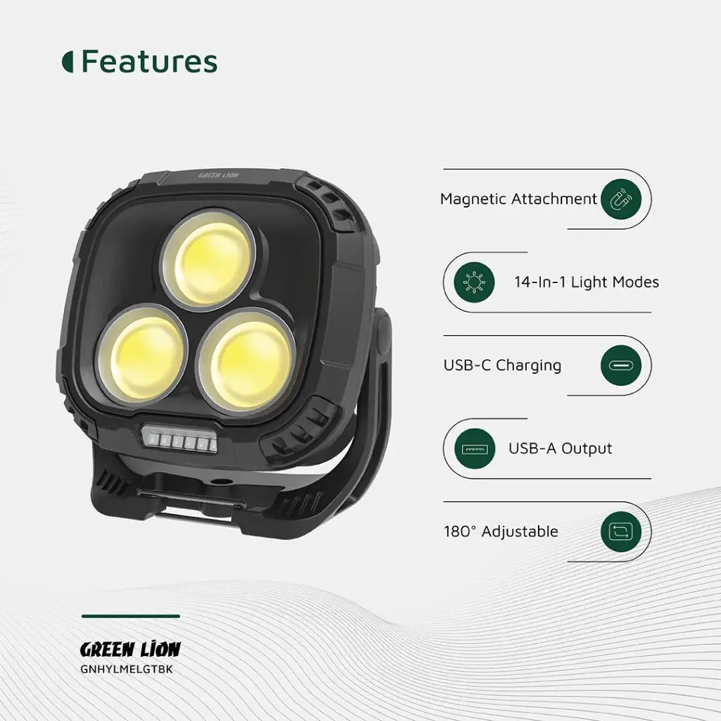 كشاف للعمل جرين لايون هايبر لووم بقوة 1000 لومن - اسود | Green Lion Hyper Lume Working Light 1000lm – Black