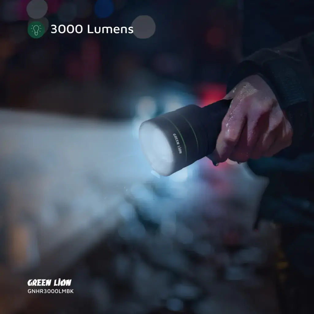 كشاف جرين لايون هايبر راي برو بقوة 3000 لومن - اسود | Green Lion Hyper Ray Pro 3000LM LED Torch – Black
