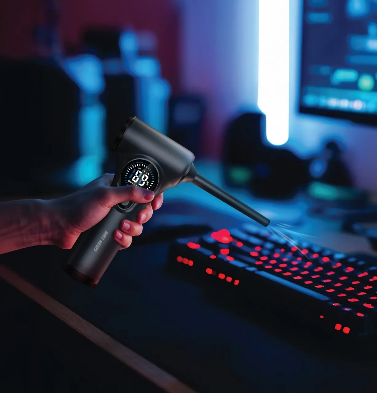 جرين لايون اغنايتور 4 في 1, مشغل سيارة ومنفاخ هواء ومكنسة وباور بانك - رمادي | Green Lion Ignitor 12V 4 in 1, Jump Starter | Blower | Vacuum And Power Bank - Gray