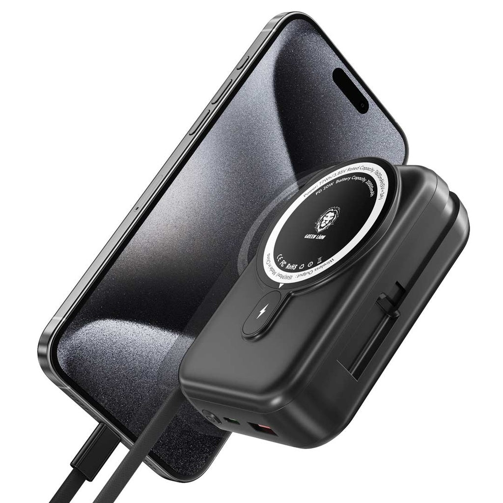 باور بانك جرين لايون موناكو ماج سيف بسعة 20,000 مللي امبير | Green Lion Monaco Magsafe 20000mah Power Bank