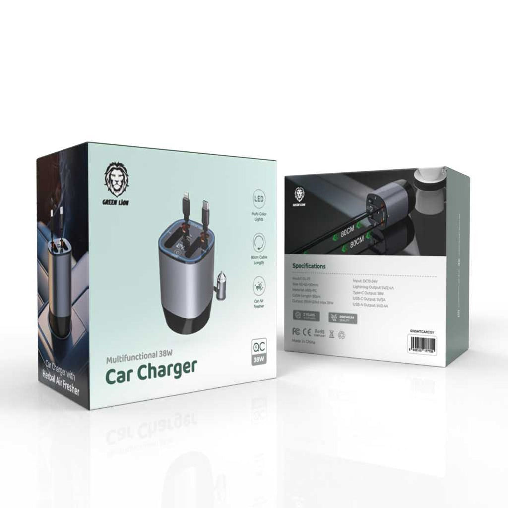 شاحن السيارة متعدد الوظائف من جرين لايون بقدرة 38 واط | Green Lion Multifunctional Car Charger 38W