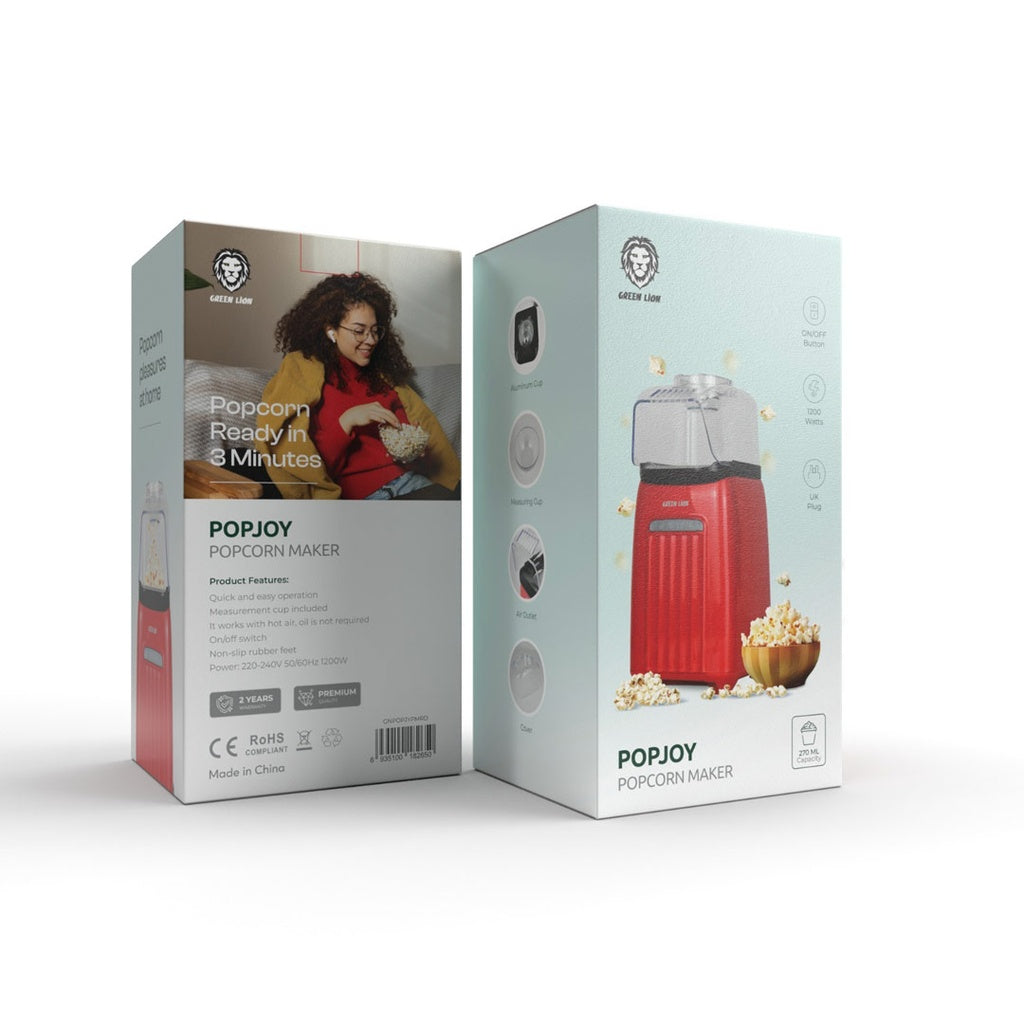 ماكنة صنع الفشار جرين ليون بوب جوي بقدرة 1200 واط وسعة 270 مل  - احمر | Green Lion PopJoy Pop Corn Maker 1200W 270mL - Red