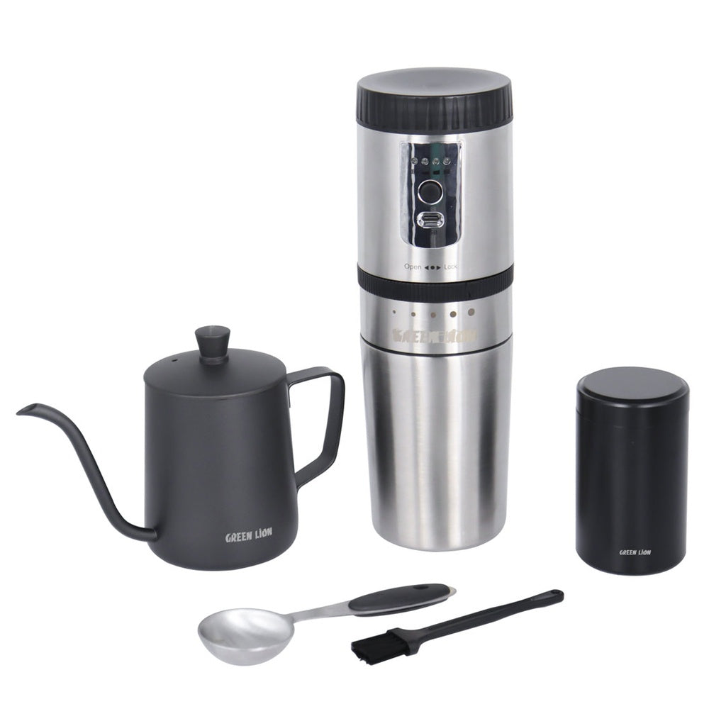 Green Lion Portable Coffee Maker Kettle Stainless Steel - صانعة القهوة المحمولة جرين ليون