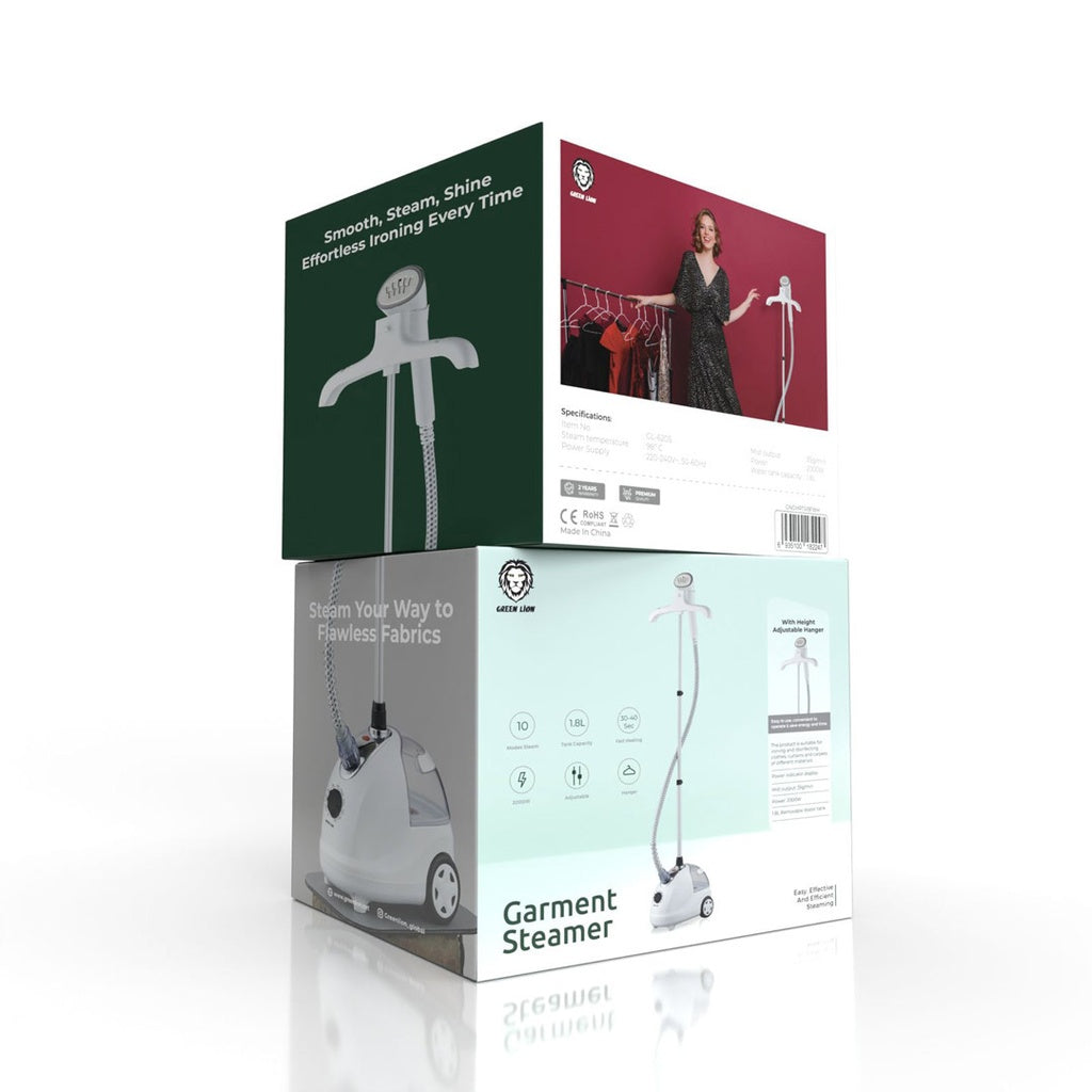 مكواة بخار الملابس جرين لايون المحمولة بقدرة 2000 واط وخزان بسعة 1.8 لتر - ابيض | Green Lion Portable Household Garment Steamer 2000W 1.8L - White