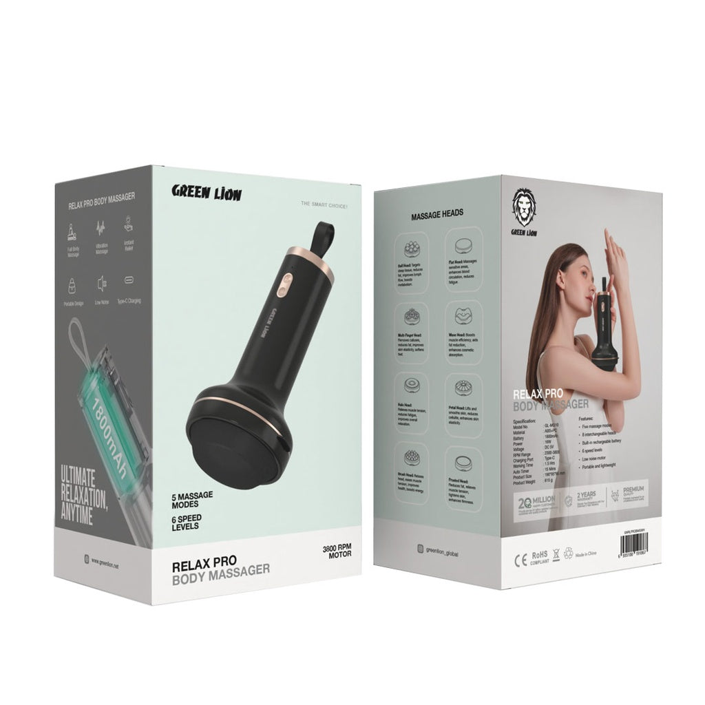 جرين لايون ريلاكس برو جهاز مساج احترافي للجسم - أسود | Green Lion Relax Pro Body Massager - Black