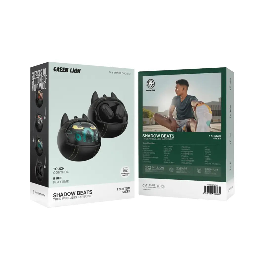 سماعات جرين لايون شادو بيتس اللاسلكية - اسود | Green Lion Shadow Beats True Wireless Earbuds - Black